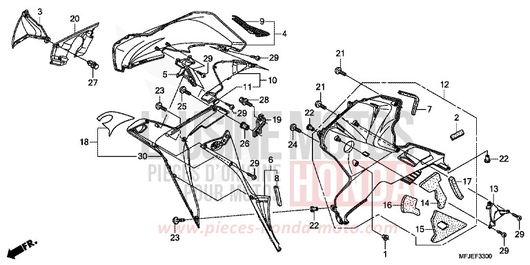 UNTERER WINDLAUF (R.) von CBR600RR ABS VICTORY RED (R334) von 2012